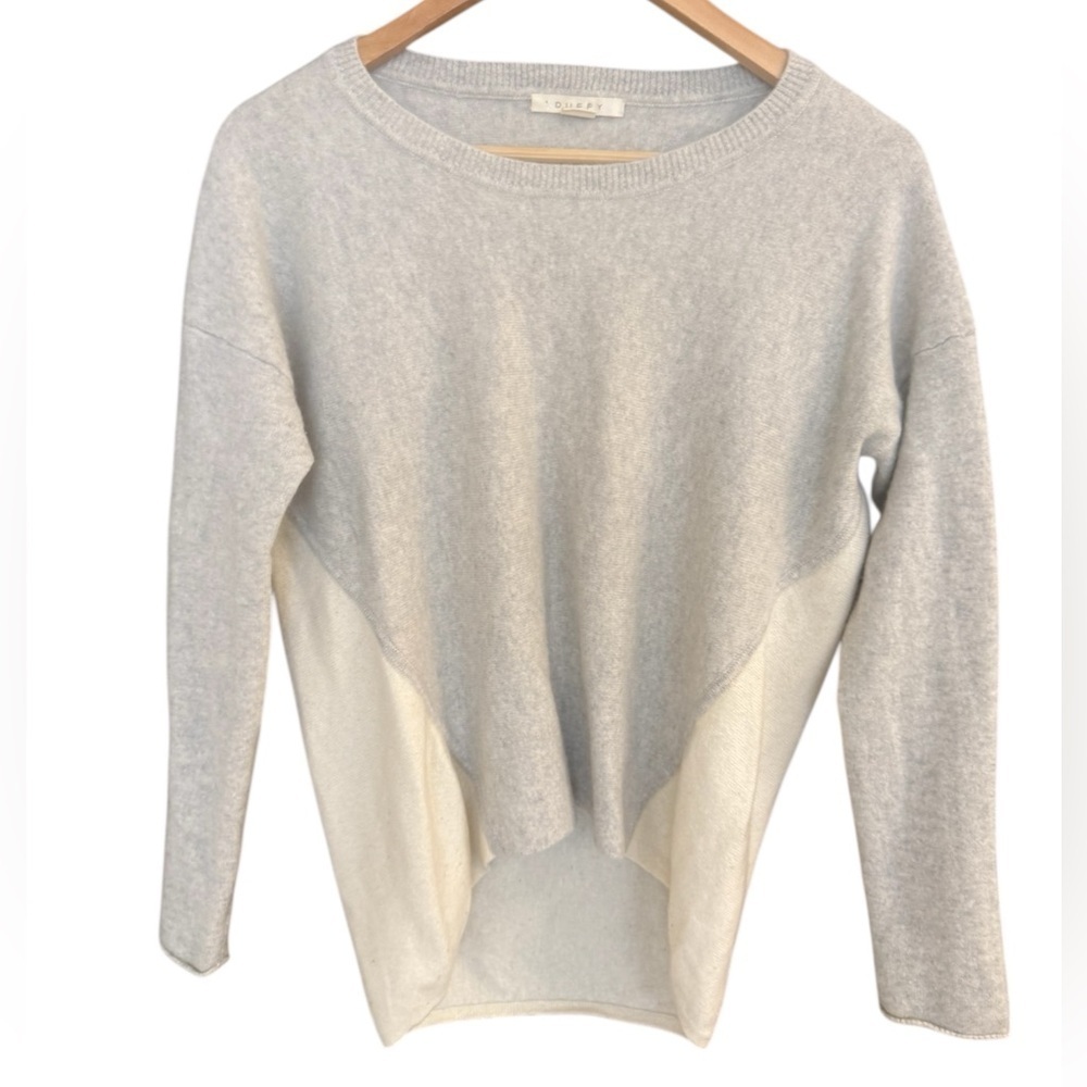 Duffy Cashmere oversized S Chic Gray and Cream Women's Sweater in EUC